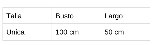 Tabla de tallas