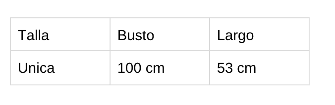 Tabla de tallas