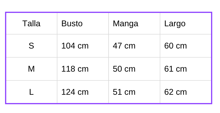 Tabla de tallas