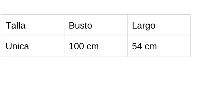 Tabla de tallas