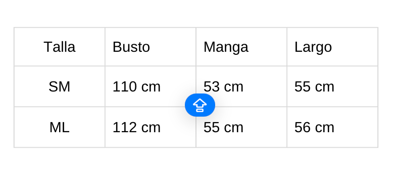 Tabla de tallas